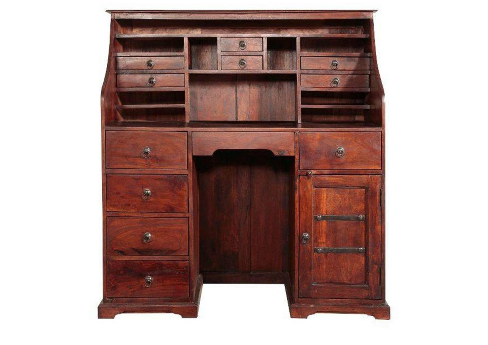 SEKRETÄR Akazie 128x58x138 nougat lackiert OXFORD #516 - Dunkelbraun, Holz (58/128/138cm) - Massivmoebel24