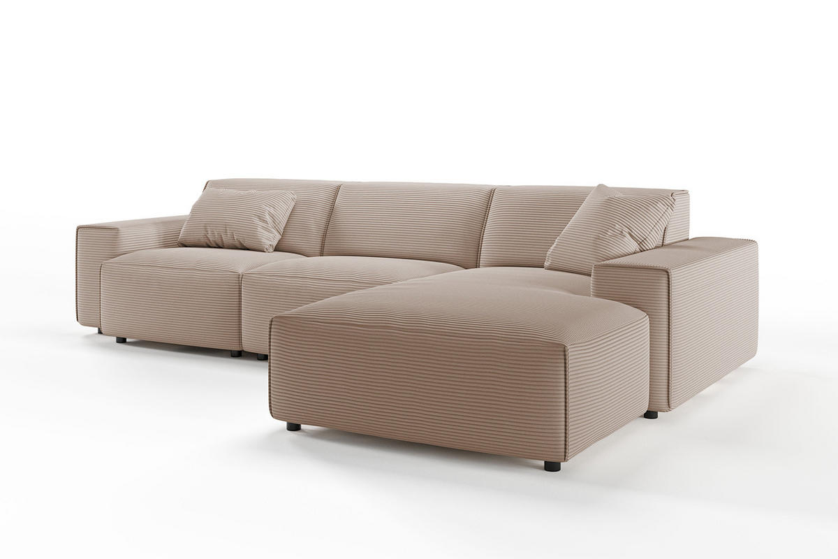ECKSOFA RANI Taupe Cord - Taupe/Schwarz, Kunststoff/Textil (299/189cm) - KAWOLA