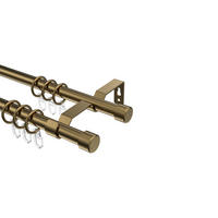 GARDINENSTANGE Olymp Lucan 520 cm (geteilt in 4 x 130 cm), 2-läufig, 16 mm Ø Messing Antik - Messingfarben/Bronzefarben, Metall (520cm) - INTERDECO