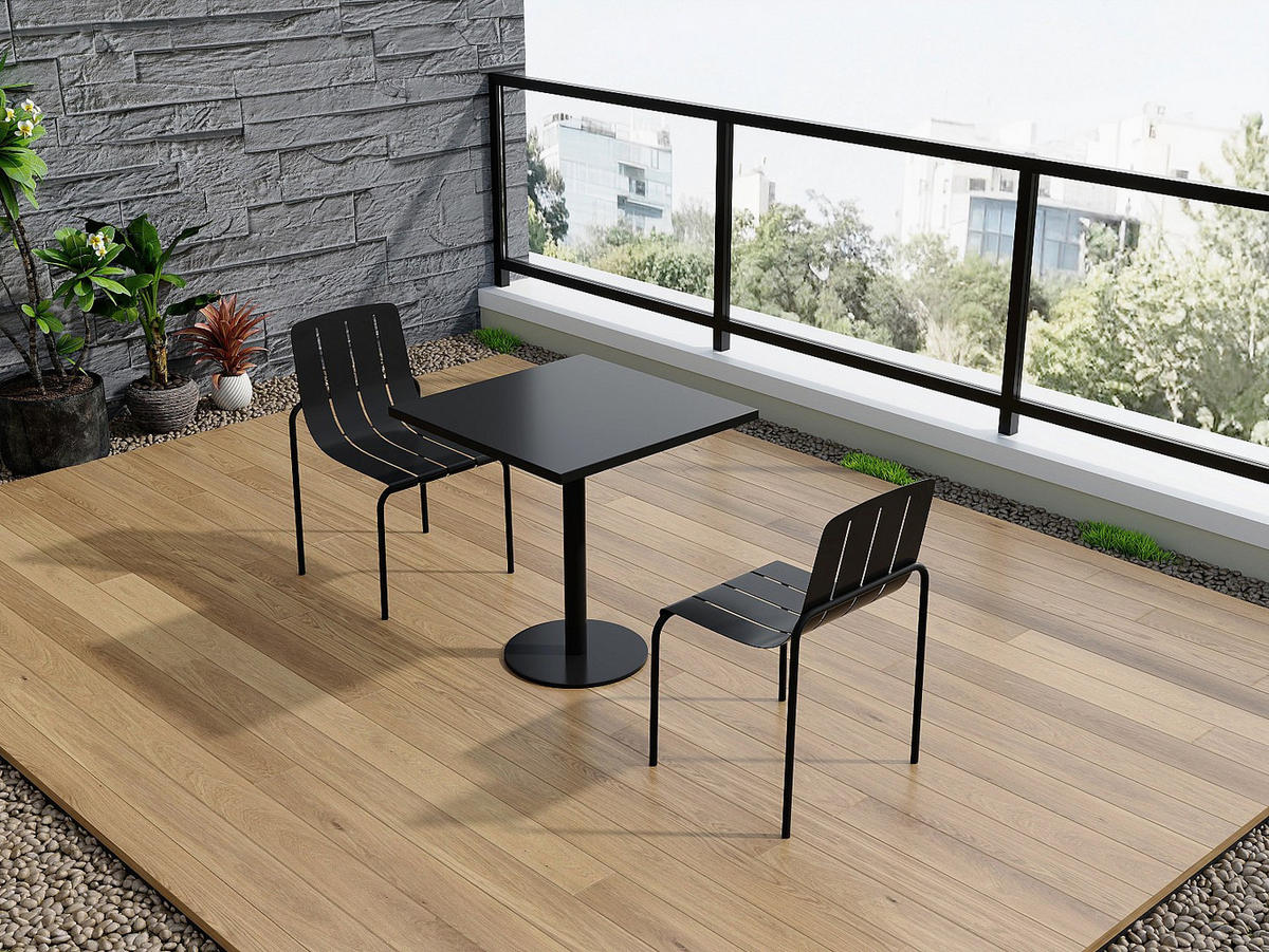 GARTENTISCH - 2 Personen - Metall - Schwarz - - Schwarz, Metall (70/70/75cm) - Vente-Unique