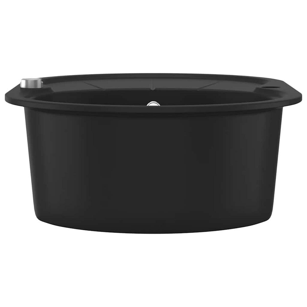KÜCHENSPÜLE Granit Einzelwaschbecken Oval Schwarz - Schwarz, Stein (49/20.5/77cm) - vidaXL