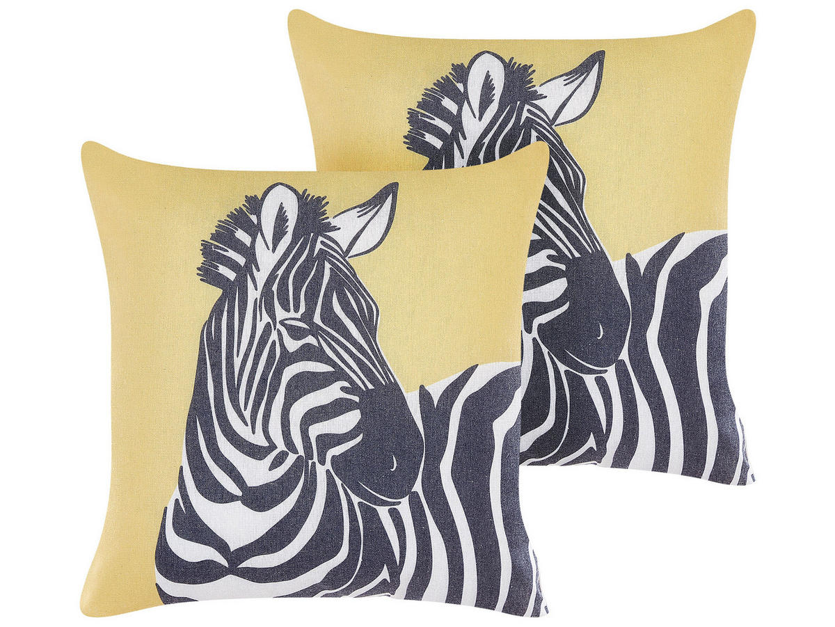 DEKOKISSEN 2er-Set Gelb 45/10 cm Manketti - Gelb, Textil (45/10cm) - Beliani