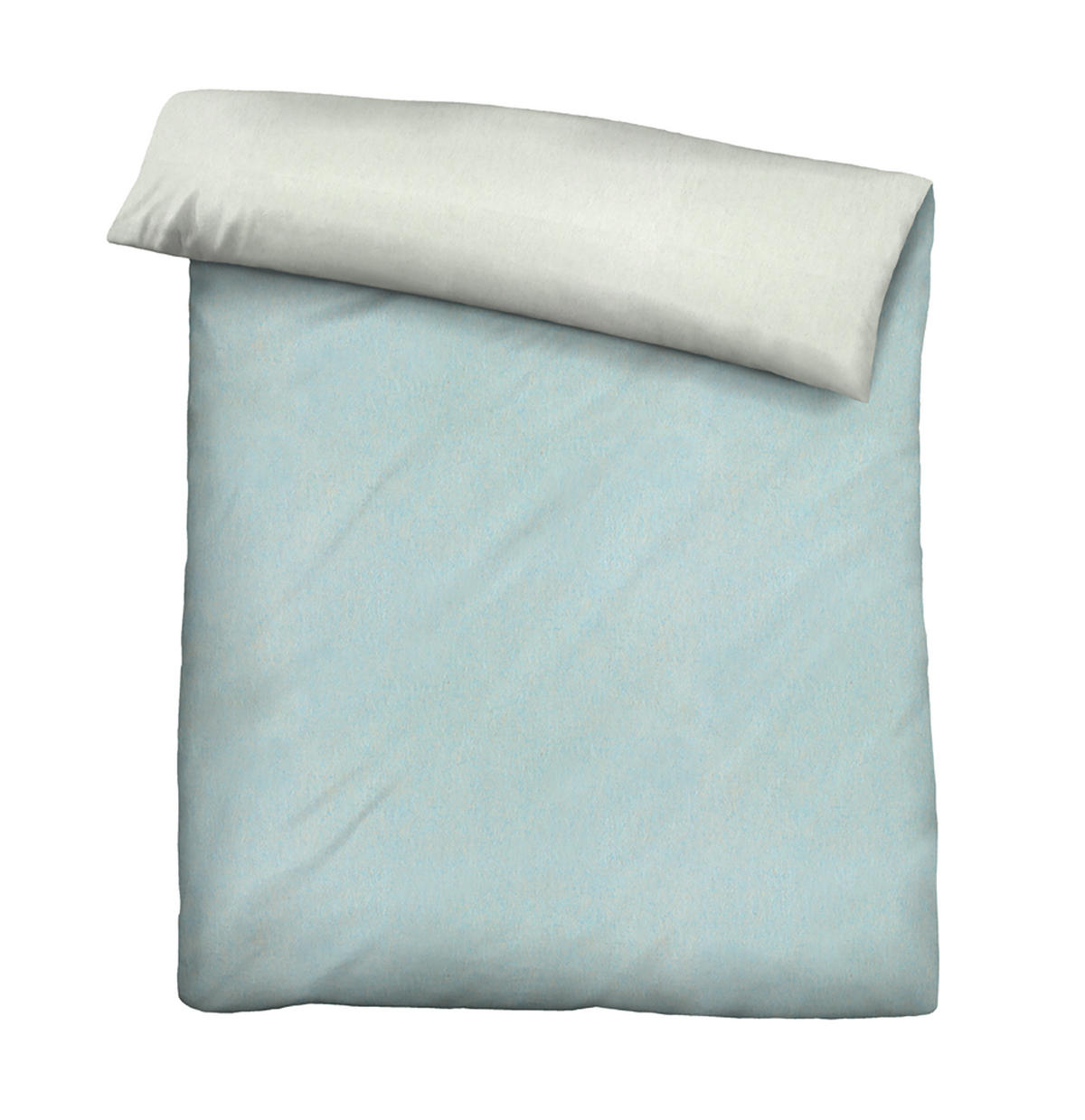 BETTWÄSCHE-GARNITUR Premium Biber Melange UNI ciel, 155x200 cm + 80x80 cm - Hellblau, Textil (155/200cm) - biberna