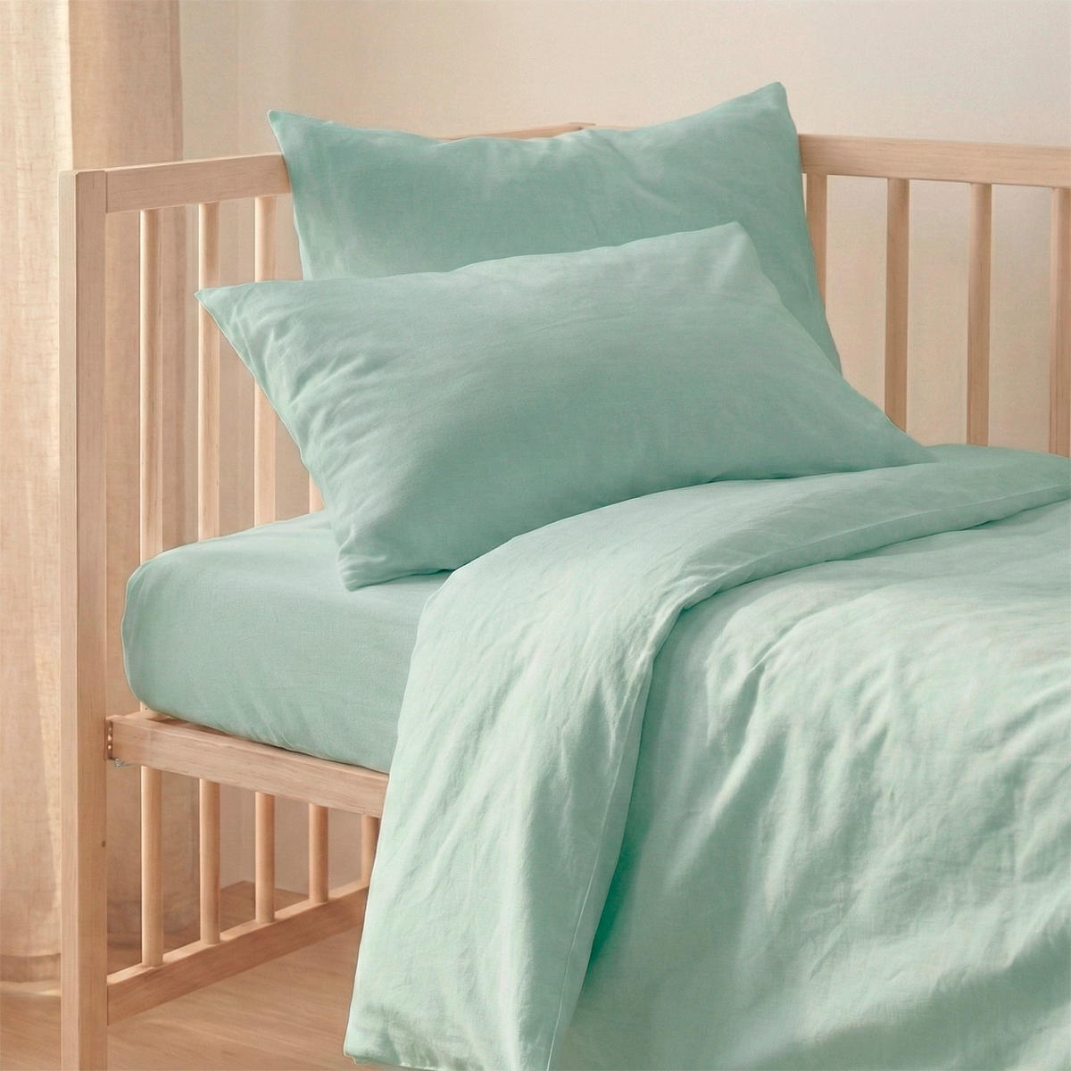 BETTBEZUG set 2 teiliges Basic Minze 115x145 cm (Kinderbett) - Mintgrün, Textil (115/145cm) - Happy Friday