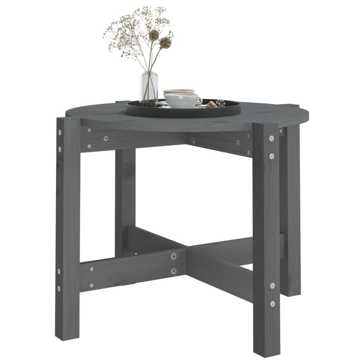 COUCHTISCH Grau Ø 62,5x45 cm Massivholz Kiefer - Grau, Holz (62.5/62.5/45cm) - furnicato