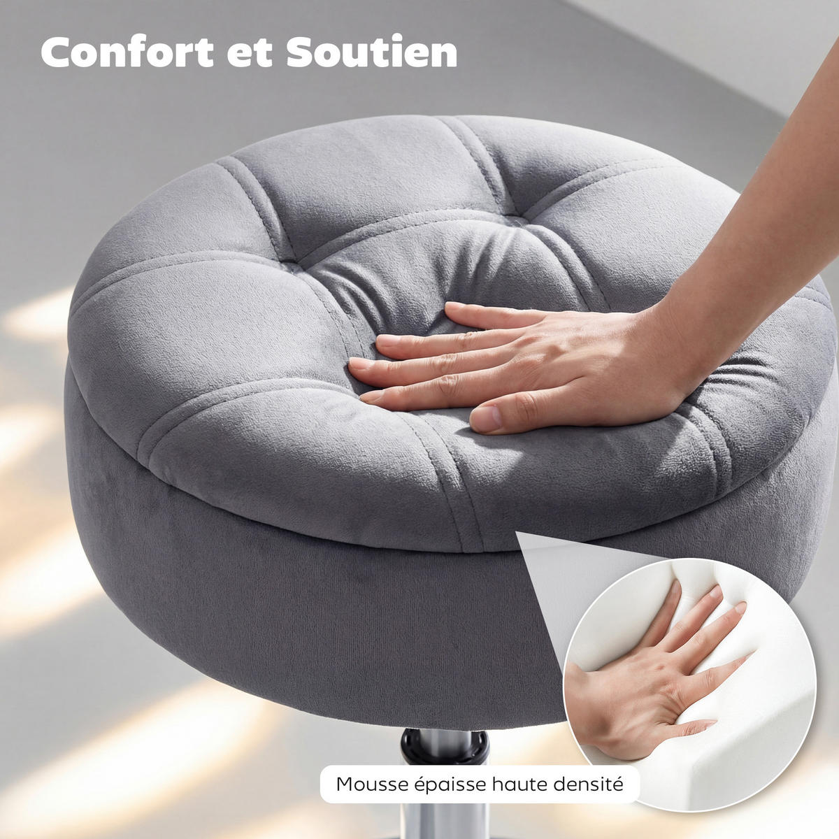 BARHOCKER DE-14802 höhenverstellbar mit Stauraum & 360° drehbar Grau - Grau, Metall (39/65/39cm) - ComfortXL
