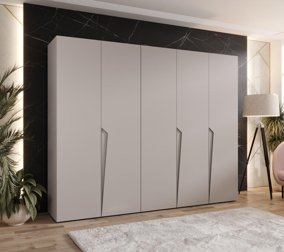 DREHTÜRENSCHRANK 202/250/52 5-türig - Beige, Holz/Metall (250/202/52cm) - Abiks Möbel