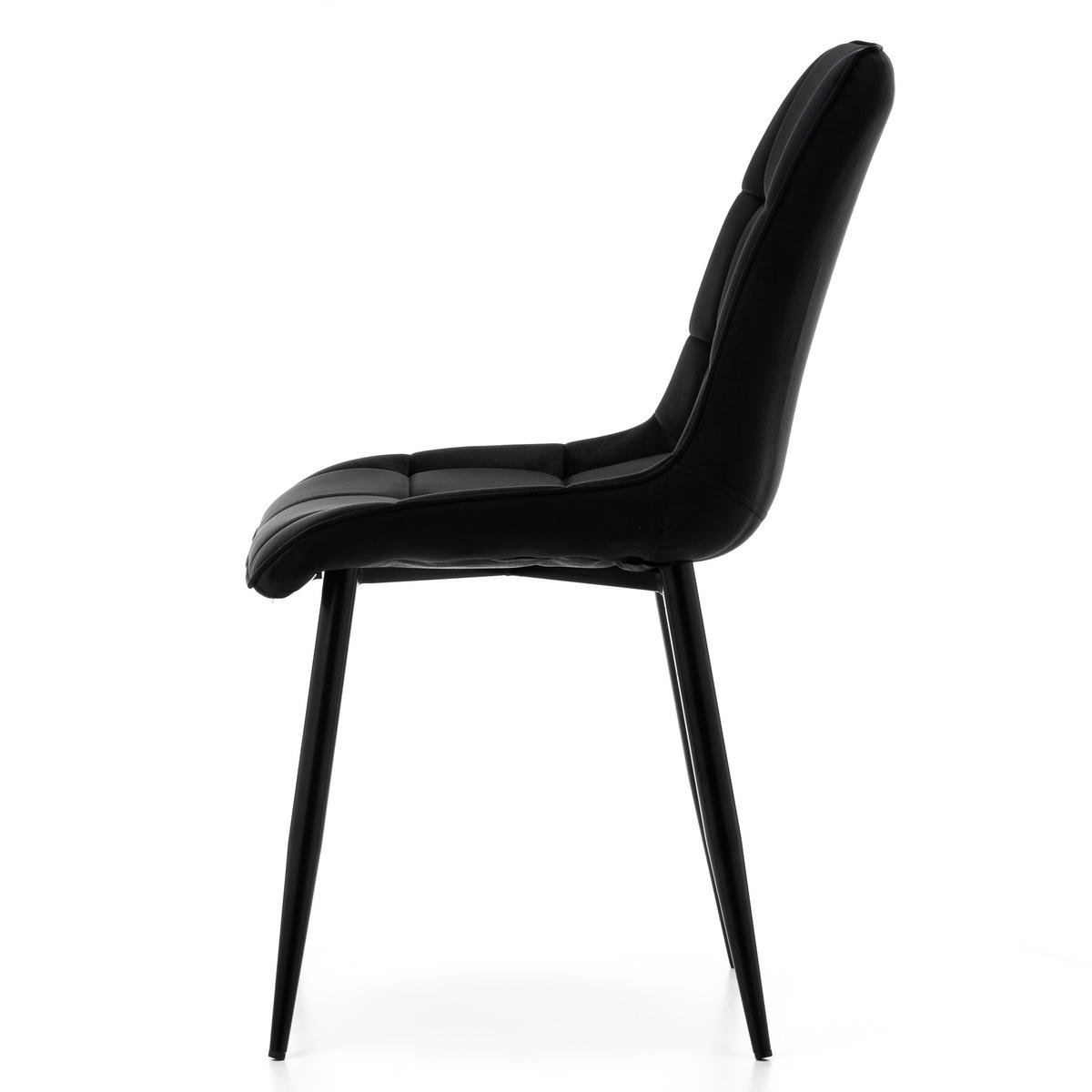 STUHL CHIC gespolsterter mit Steppung - schwarz - Samt Velours - Schwarz, Metall (50/88/47cm) - NEW HOME