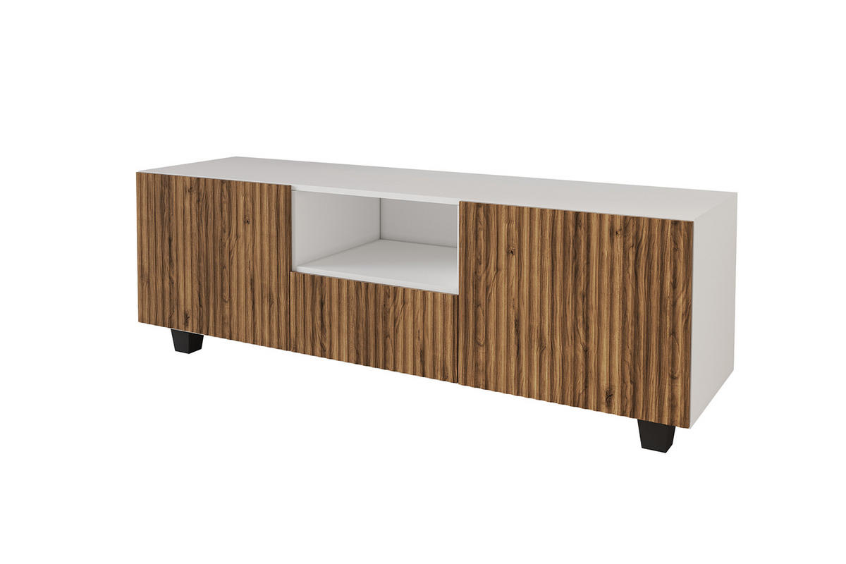 LOWBOARD NOA-2-S 140x50x41 cm - Weiß / Katania - Eiche Wotan/Schwarz, Holzwerkstoff (140/50/41cm) - ALTDECOR