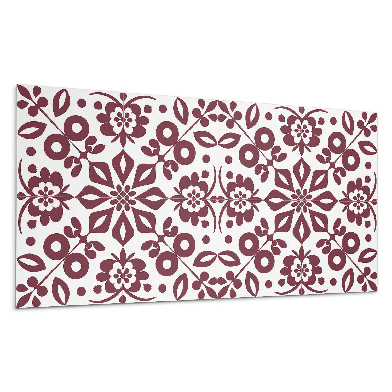 WANDPANEEL 120x60 cm selbstklebend Rosaria - Weiß/Dunkelrot, Kunststoff (60/1.6/120cm) - Wallfluent