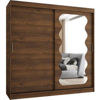 SCHIEBETÜRENSCHRANK mit Spiegel LUCY 200/200/62 2-türig - Silberfarben/Walnussfarben, Holz (200/62/200cm) - MÖBEL KRYSPOL
