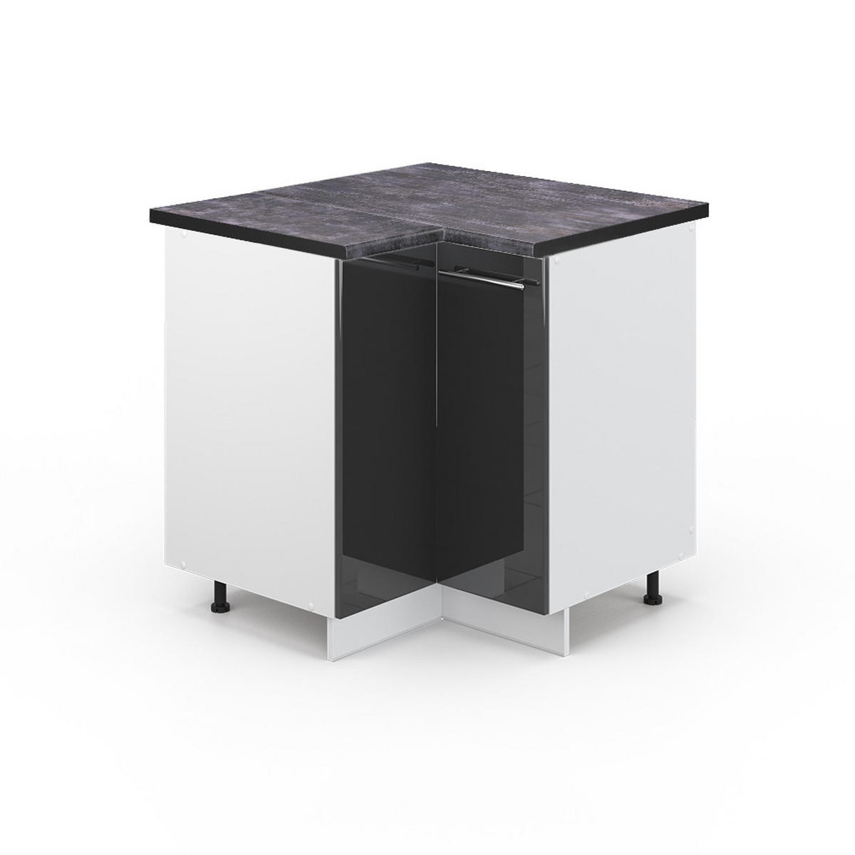 ECKUNTERSCHRANK Fame-Line Anthrazit Hochglanz 80.5 cm, AP Anthrazit - Schwarz Hochglanz/Anthrazit, Holzwerkstoff (80.5/82/60cm) - Vicco
