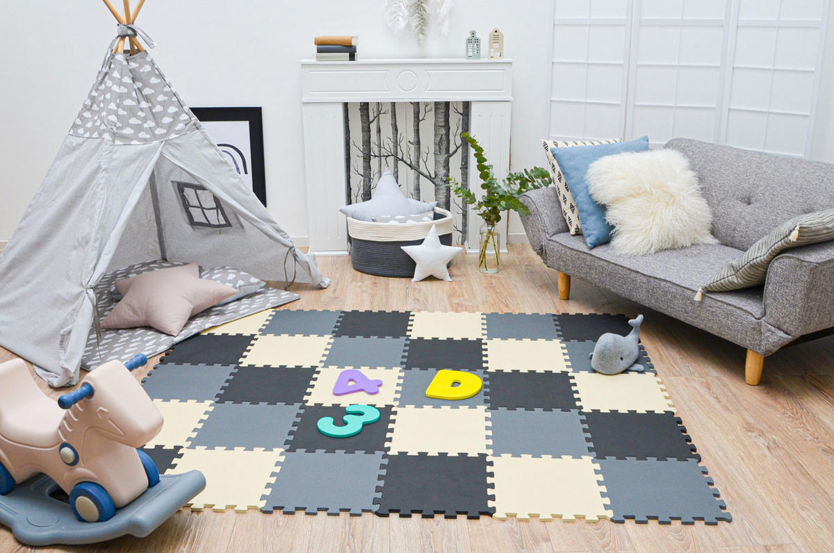 SPIELMATTE ab Null - 270/90 cm Puzzlematte Grau - Multicolor, Kunststoff (30/30cm) - Littletom