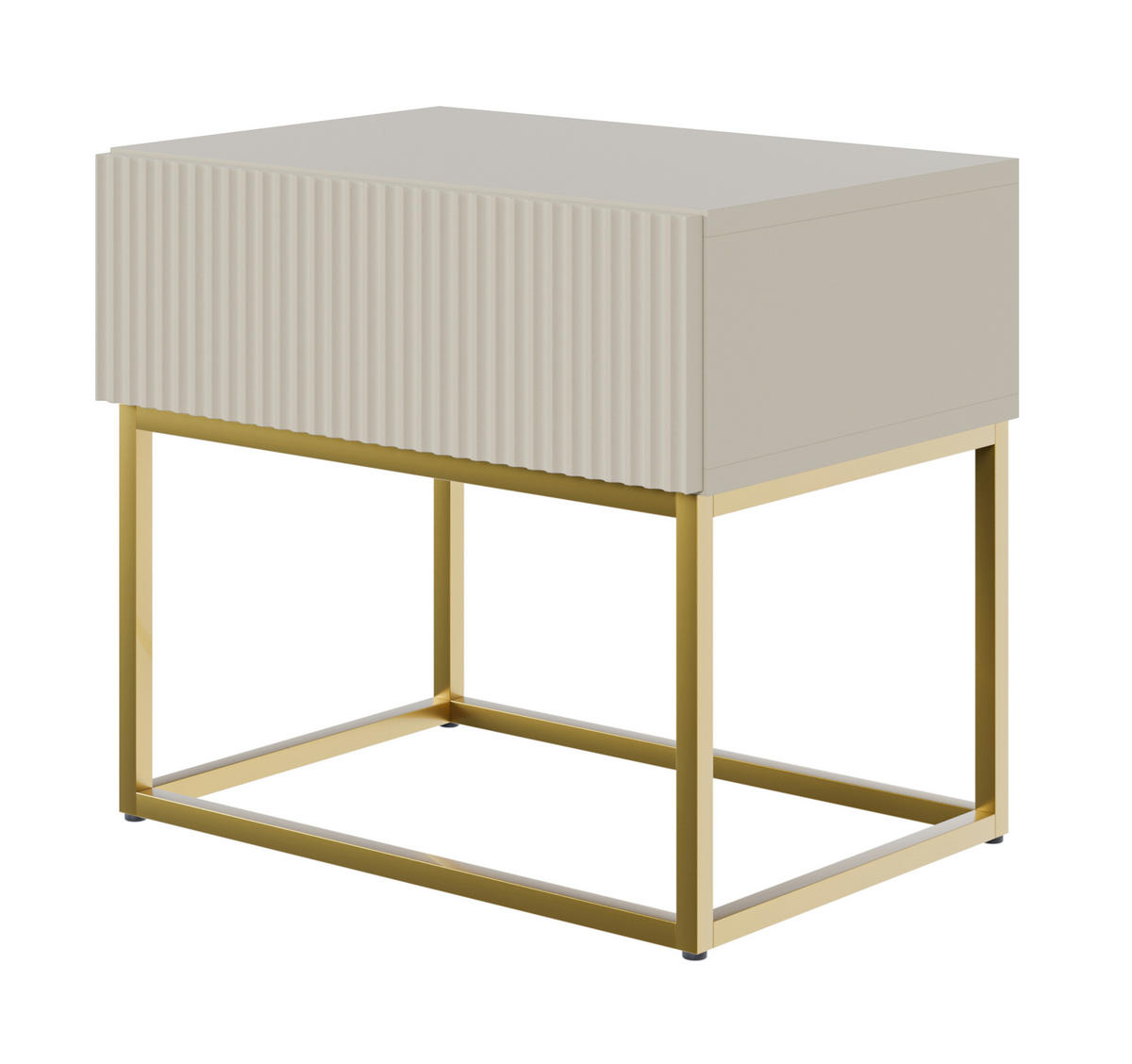 NACHTSCHRANK Veldio Graubeige mit goldenen Metallbeinen 50 cm - Greige/Goldfarben, Holzwerkstoff/Metall (50/44/35.6cm) - Selsey