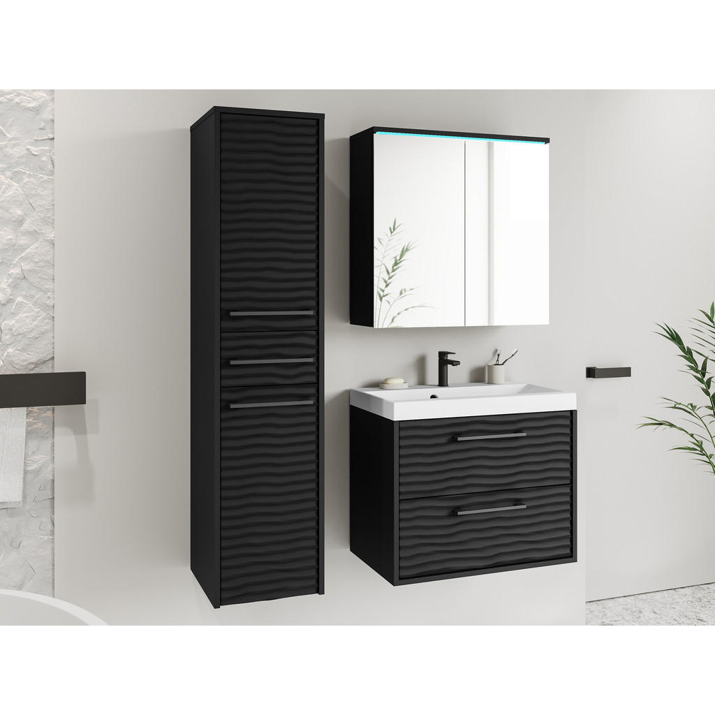Thumbnail - Mirjan24 Badmöbel-Set, Schwarz, Metall, 3 Schubladen, 30x130x35 cm, Badezimmer, Badmöbelsets & Badmöbelserien, Badmöbel-...
