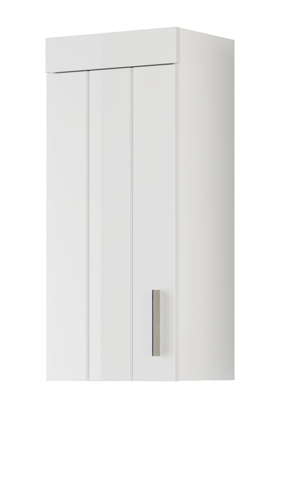 HÄNGESCHRANK weiß Hochglanz 36 cm, Badschrank Türanschlag wechselbar - Weiß Hochglanz/Silberfarben, Holzwerkstoff/Kunststoff (36/79/24cm) - Inn.Furn