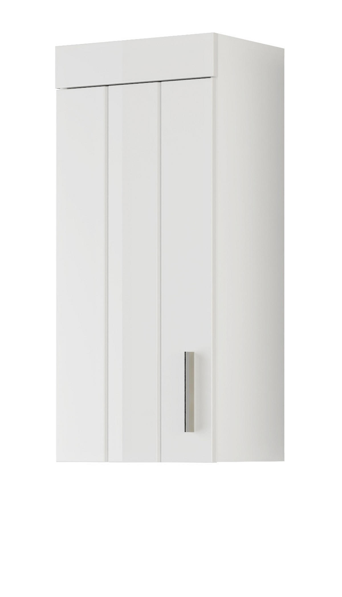 HÄNGESCHRANK weiß Hochglanz 36 cm, Badschrank Türanschlag wechselbar - Weiß Hochglanz/Silberfarben, Holzwerkstoff/Kunststoff (36/79/24cm) - Inn.Furn
