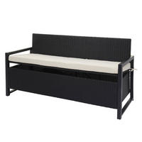 POLY-RATTAN 3ER SITZBANK Anthrazit, Cremeweiß - Anthrazit/Weiß, Kunststoff (164/87/57cm) - MCW
