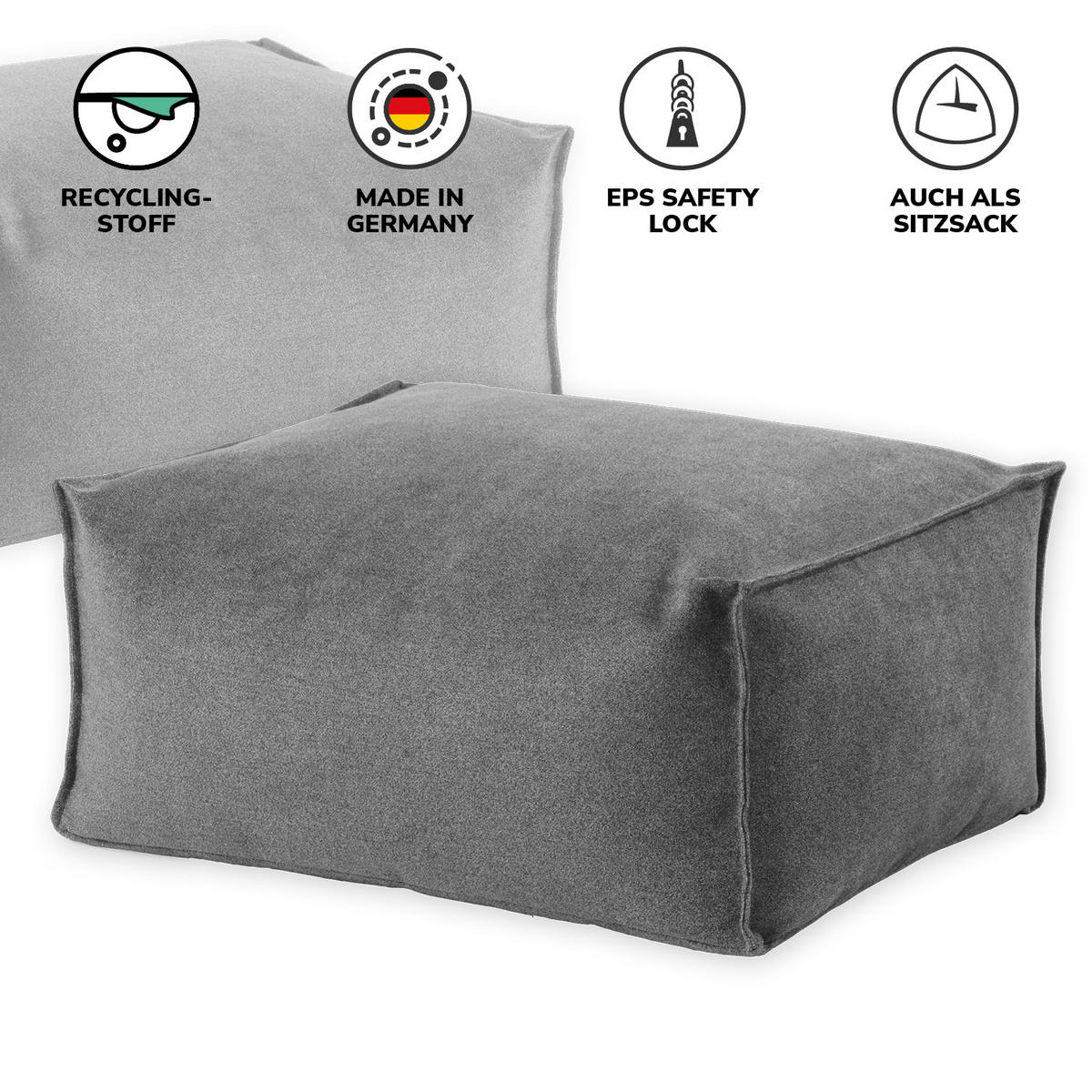 POUF Der Ruhestifter - Beige, Textil (60/25/45cm) - Mokebo