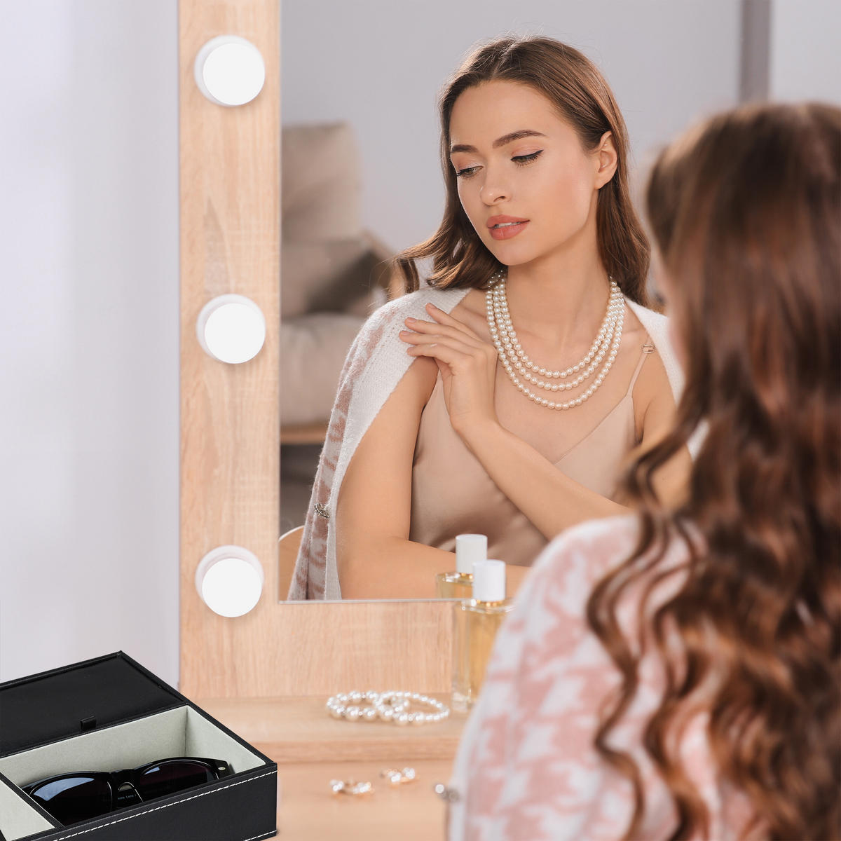 ZÁSOBNÍK na šperky - čierna, kompozitné drevo/textil (25.5/5/18.5cm) - Relaxdays