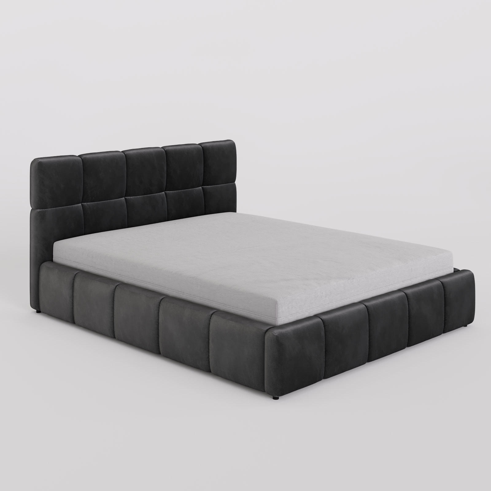 POLSTERBETT 160/200 cm, in Dunkelgrau, Velours-Stoff, gepolstertes Kopfteil, Lattenrost, Bettkasten - Dunkelgrau, Textil - Barchello