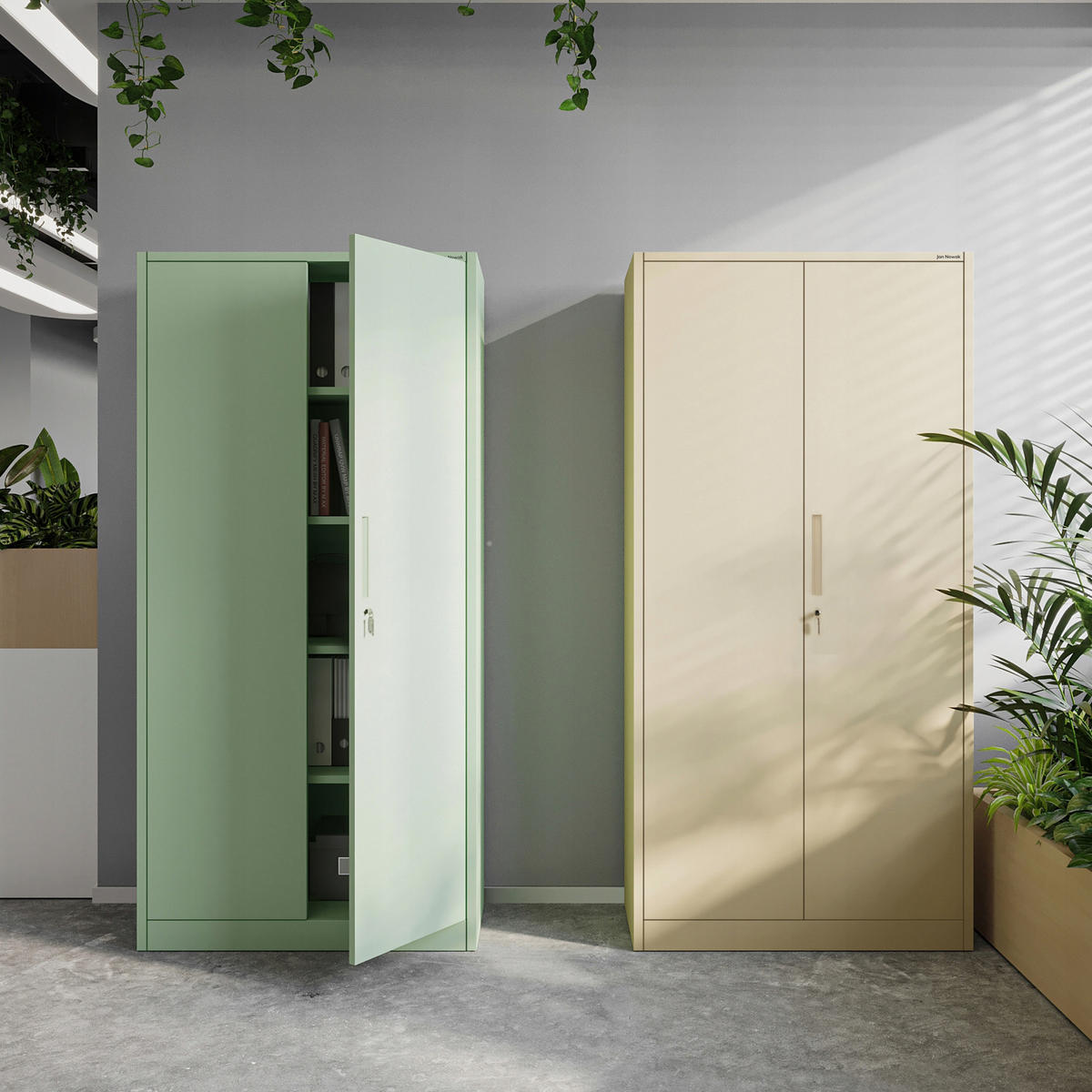 AKTENSCHRANK JAN H - Grün, Metall (90/195/40cm) - Jan Nowak