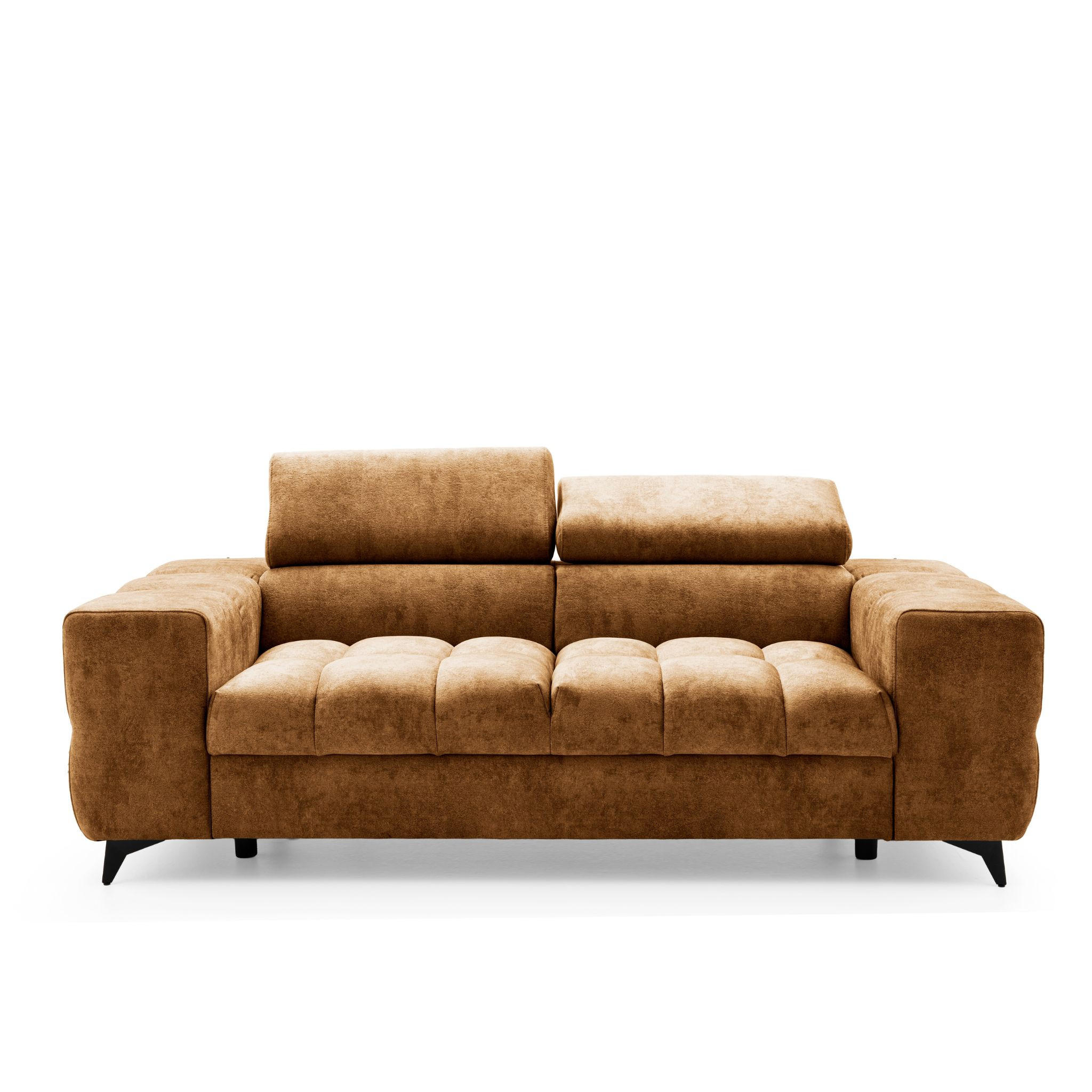2-SITZER Sofa PUDDING 209 cm Velours Hellbraun - Hellbraun/Schwarz, Holz/Textil (209/93/100cm) - Muffo