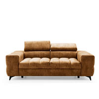 2-SITZER Sofa PUDDING 209 cm Velours Hellbraun - Hellbraun/Schwarz, Holz/Textil (209/93/100cm) - Muffo