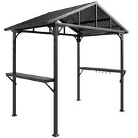 GRILLPAVILLON mit Ablage und Haken Dunkelgrau - Schwarz, Metall (156/248/252cm) - Outsunny