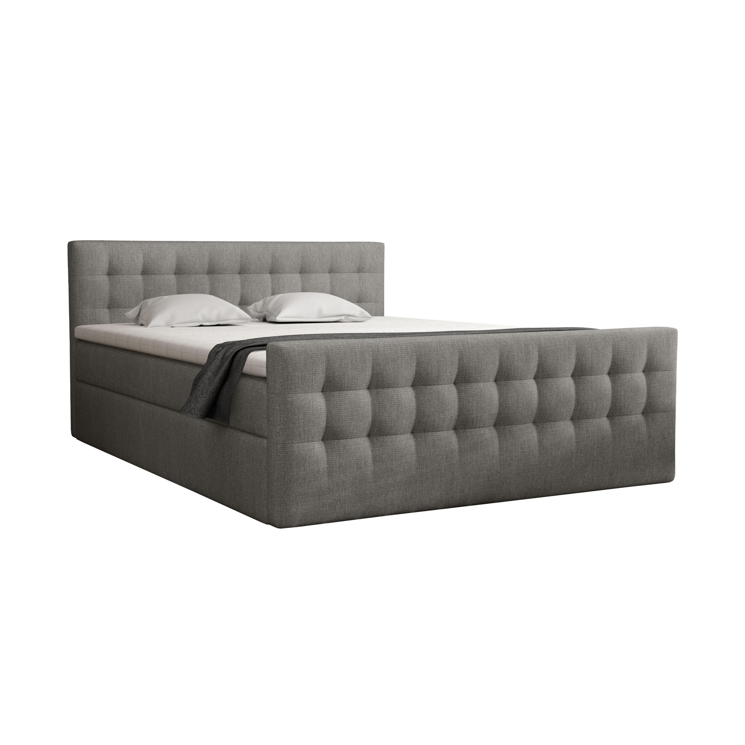 BOXBETT mit Bettkasten Loures Lux 200x200 cm, Grau - Grau, Textil (200/200cm) - Meblito