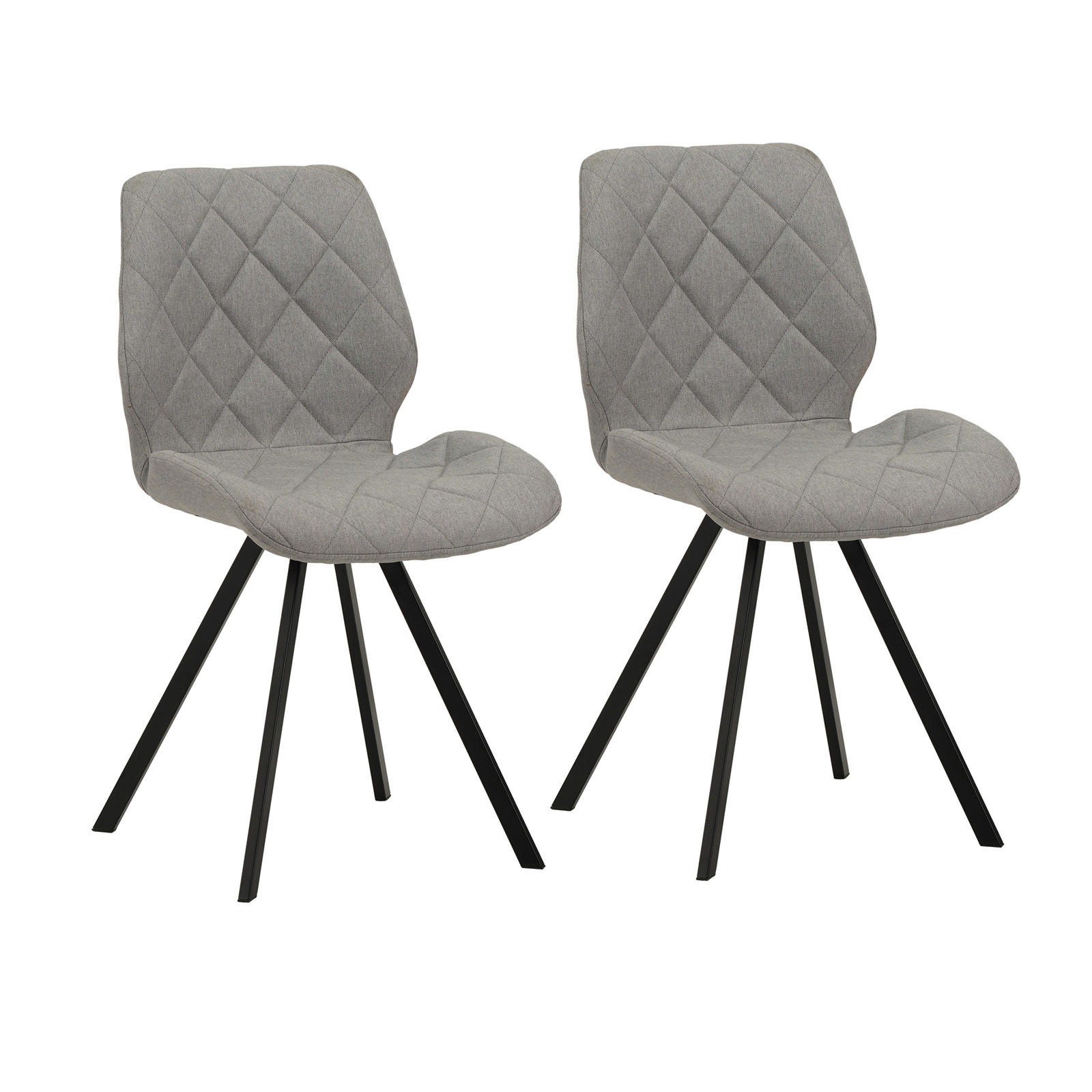 ESSZIMMERSTUHL DIAMOND 2er Set Stoffbezug Hellgrau - Hellgrau/Schwarz, Textil (45/82/52cm) - SVITA