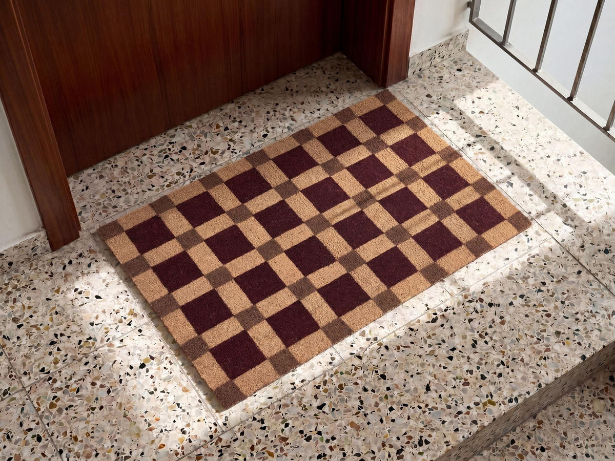 FUSSMATTE Beige/Braun 60/90 cm Kokosfasern Villasis - Beige, Textil (60/90cm) - Beliani