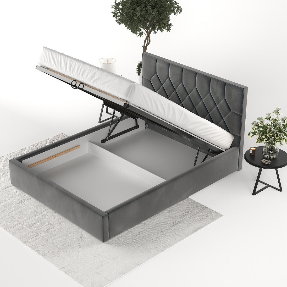 POLSTERBETT Brisa 160/200 cm Anthrazit im Paros Stoff - Anthrazit/Schwarz, Holz/Holzwerkstoff (160/200cm) - AltaBeds