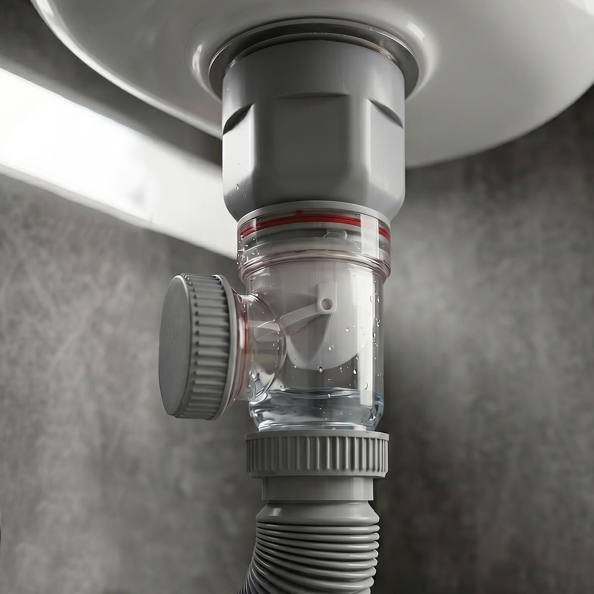 WASCHBECKEN-SIPHON Grau - Grau, Kunststoff (6.5/10/10cm) - Akord