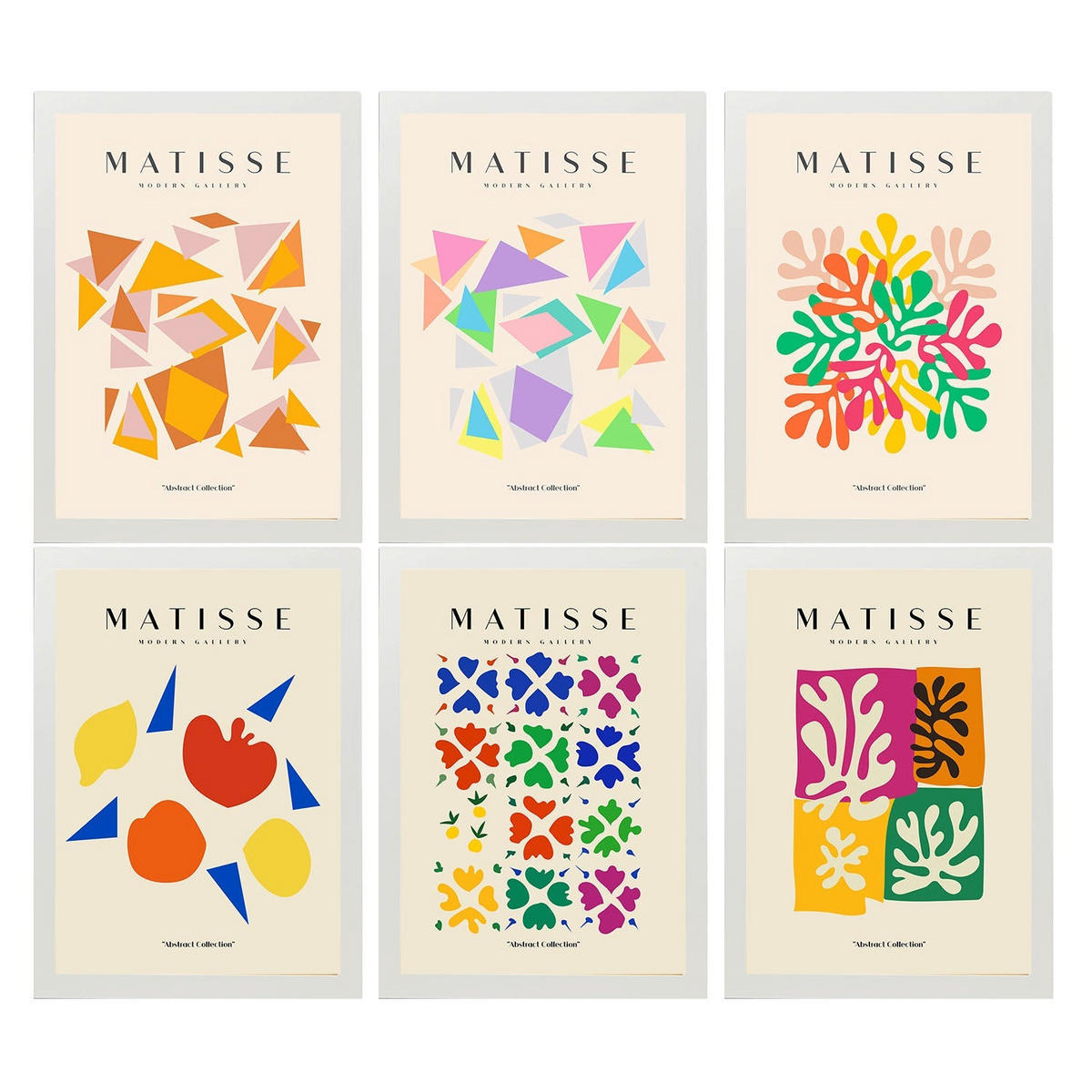 POSTER Set Mit 6 Illustrationen Von Henri Matisse Abstrakt A3 Weißer Rahmen - Weiß, Papier (29/3cm) - Nacnic