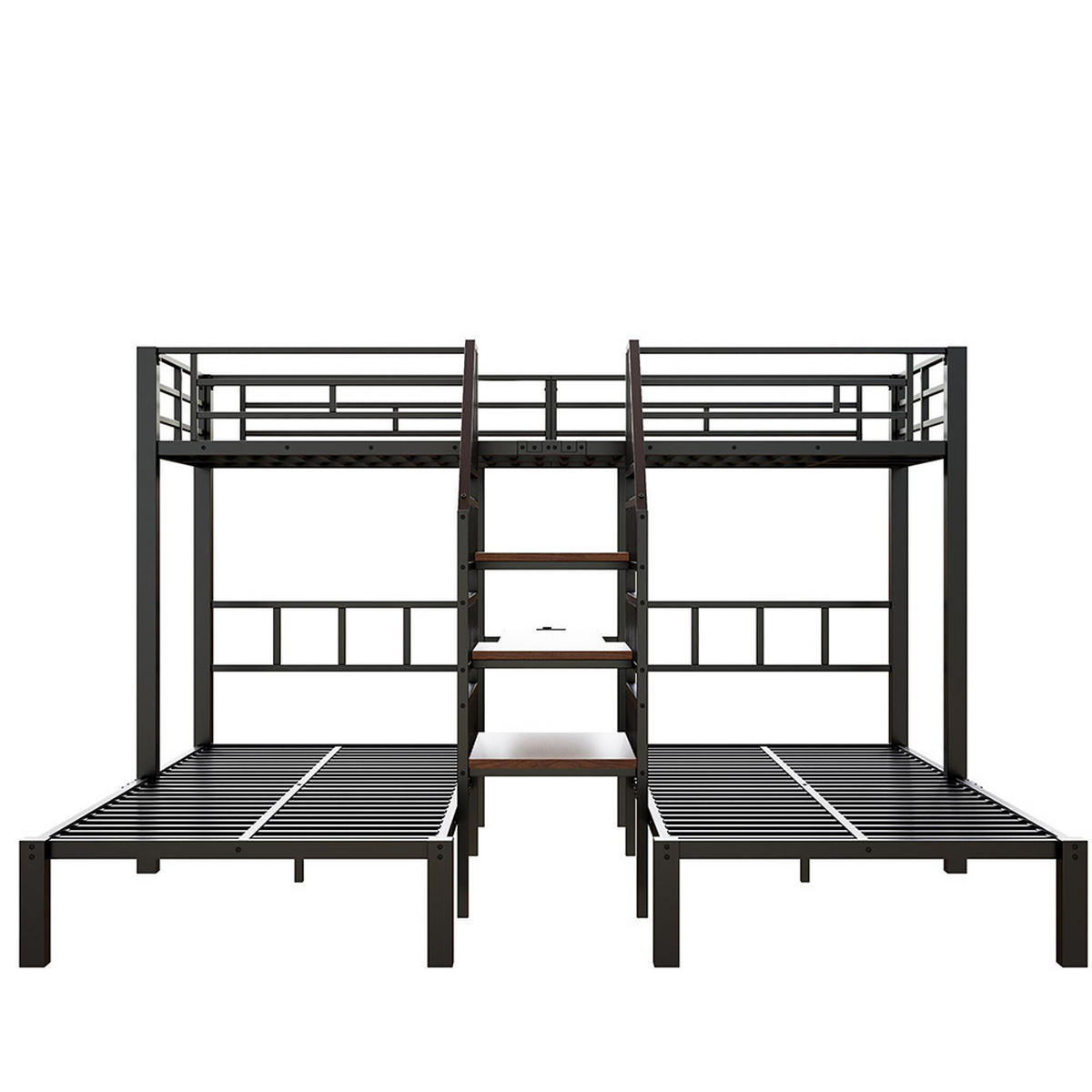 ETAGENBETT 90 x 200 cm, mit 3 Betten, schwarz - Schwarz, Metall (90/200cm) - KOMHTOM