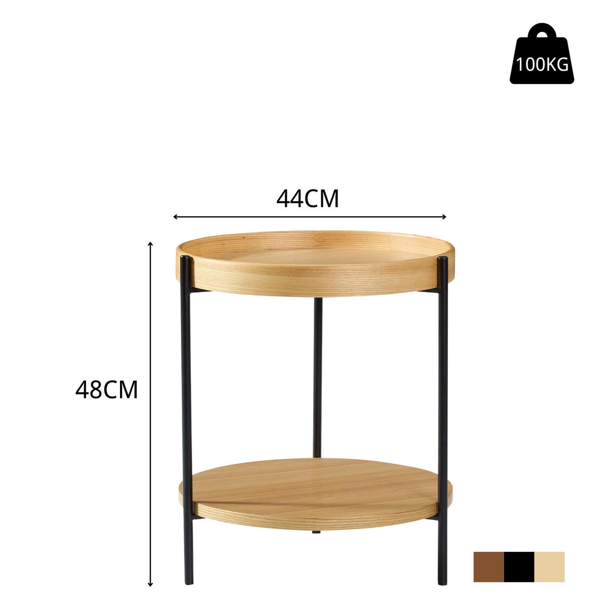 COUCHTISCH Ø69/38 cm natur aus Massivholz und MDF mit Couchtisch - Naturfarben, Holzwerkstoff (44/44/48cm) - OKMYHOME