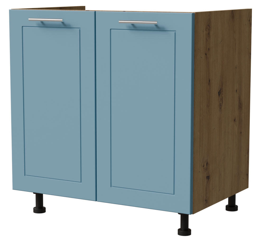 SPÜLENUNTERSCHRANK Bari D8Z/80 Eiche Artisan / RAL 5024 pastellblau 80 / 50 / 82cm - Blau/Eiche Artisan, Holz/Holzwerkstoff (80/82/50cm) - Feldmann-Wohnen