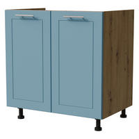 SPÜLENUNTERSCHRANK Bari D8Z/80 Eiche Artisan / RAL 5024 pastellblau 80 / 50 / 82cm - Blau/Eiche Artisan, Holz/Holzwerkstoff (80/82/50cm) - Feldmann-Wohnen