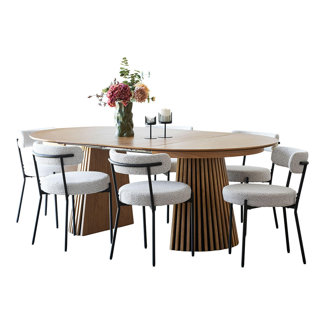 ebuy24 Tischgruppe Honigeiche, Weiß 120x75x120 cm