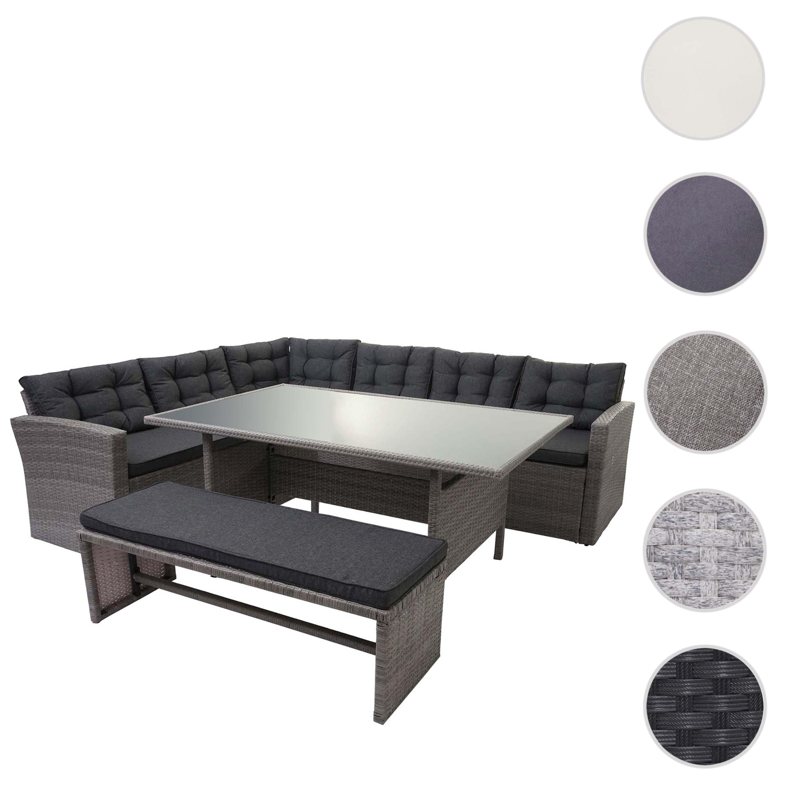 POLY-RATTAN-GARNITUR Grau - Grau, Kunststoff - MCW