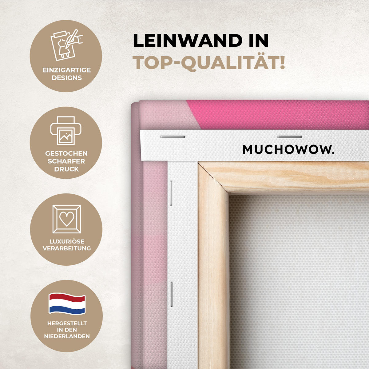 LEINWANDBILD Obst - Abstrakter Hintergrund - Rosa Wandbild Wohnzimmer 60x80 cm - Pink, Textil (60/80cm) - MuchoWow