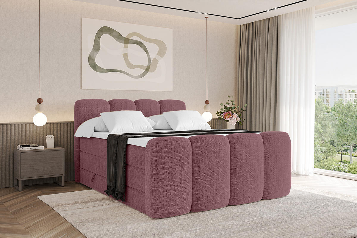 BOXBETT mit Matratze H3|H4 und Lattenrost - NINA-Z KING - 120x200 cm Aragon - Altrosa - Pink, Holzwerkstoff (120/200cm)
