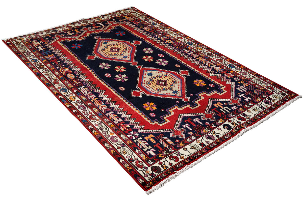 TEPPICH Afshar Blau 199/144 cm Schurwolle - Blau, Textil (144/199cm) - Looma
