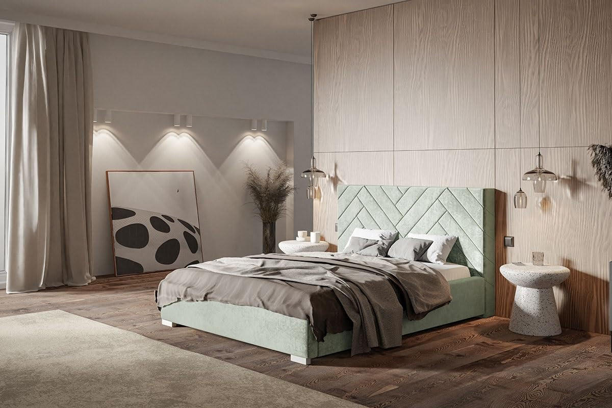 POLSTERBETT Sevilla mit Kopfteil, 160x200 cm, Doppelbett mit Bettkasten und Lattenrost aus Holz, Velourstoff Grau - Grau, Holz/Textil (160/200cm) - Alpi-Möbel