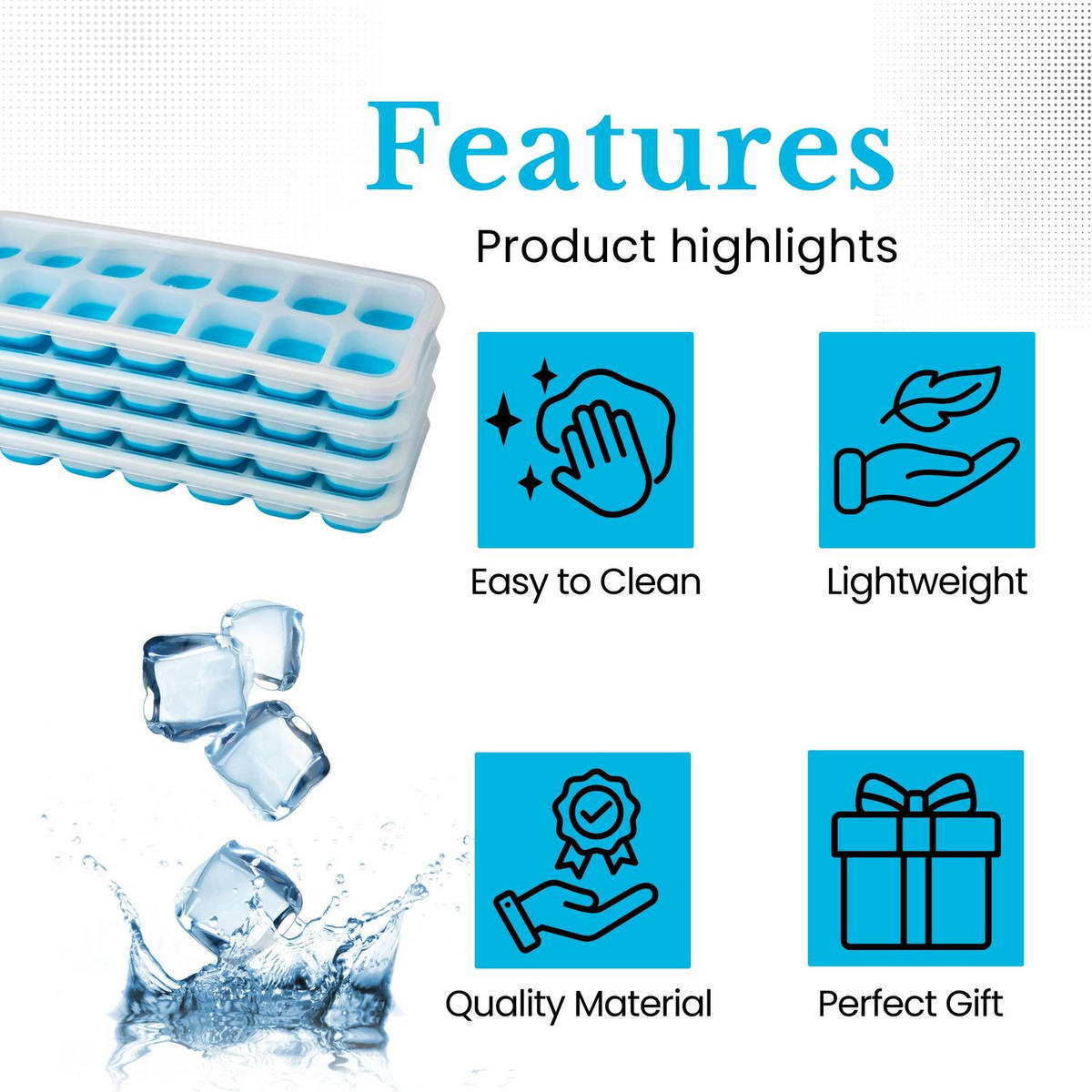 EISWÜRFELFORM 4er Set - Blau, Kunststoff (9.9/2.9/25.5cm) - Intirilife