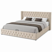 POLSTERBETT 180/200 mit hydraulischem Bettkasten, Chesterfield-Steppung und Lattenrost in Beige - Beige, Holzwerkstoff/Textil (180/200cm) - EVRYAE