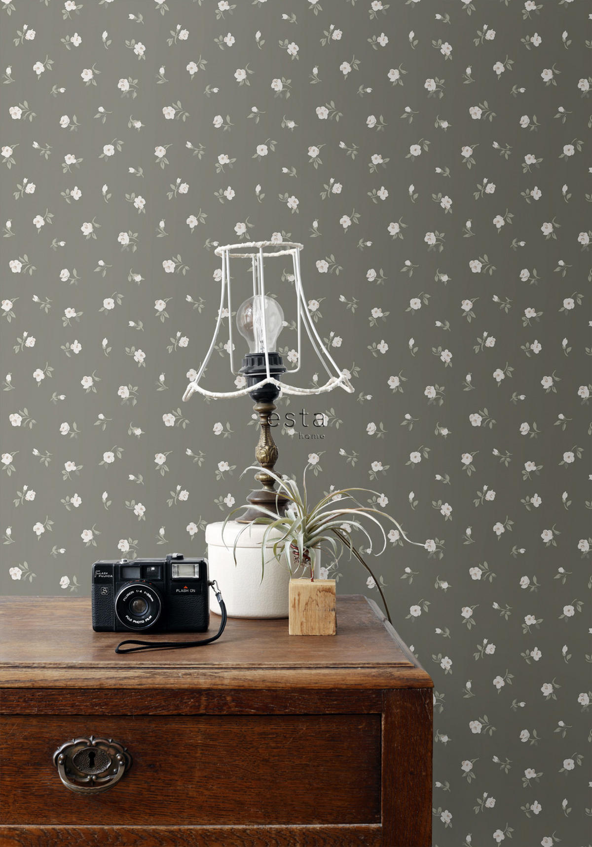 TAPETE Blumen 53 cm x 10.05 m - Braun, Papier (53/0.1cm) - ESTAhome