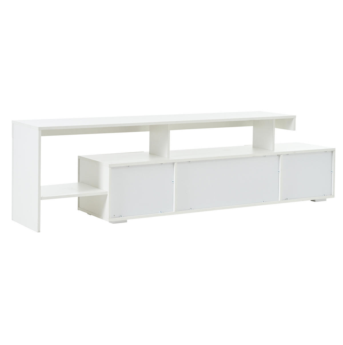 LOWBOARD 192/37/53 cm Weiß aus Spanplatte mit LED-Beleuchtung und Hochglanzfront - Weiß, Holzwerkstoff (37/53/192cm) - OKMYHOME