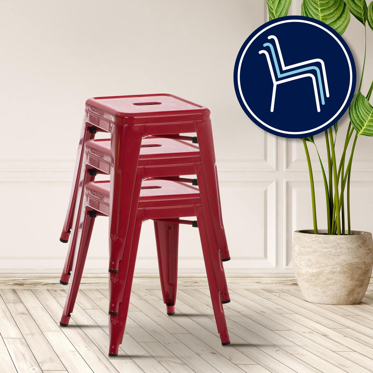 SITZHOCKER Arvida rot - Rot, Metall (40/46/40cm) - TPFLiving